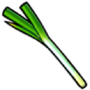 Leek positioned diagonally against a black background.