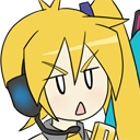 Anime girl with yellow hair wearing a headset looking sideways with a suspicious and annoyed expression.