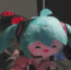 Hatsune Miku plushie spinning her twin-tails rapidly like a helicopter rotor.