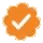 Four orange flower-shaped badges each displaying a cream-colored checkmark in a horizontal row.