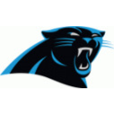Carolina Panthers logo featuring a black panther roaring with blue accents.
