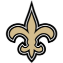 Fleur-de-lis symbol in gold with silver outline on a black background.