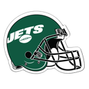 New York Jets football helmet with a green shell and white logo.