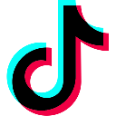 TikTok logo featuring a stylized musical note in black, pink, and cyan.