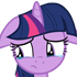 A purple pony with a horn and blue mane crying with tears streaming down its cheeks.