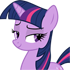 Twilight Sparkle the purple unicorn pony looking sideways with a smug, self-satisfied smirk.
