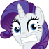 Rarity the unicorn with wide eyes and a clenched-teeth expression showing extreme shock.