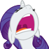 A cartoon pony with a purple mane tilted back with its mouth wide open in a loud, dramatic yell.
