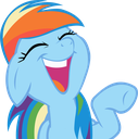 Rainbow Dash laughing with eyes closed and mouth wide open.