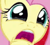 A yellow pony character with wide eyes and an open mouth showing a panicked expression.