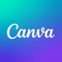 Canva logo text in white on a blue to purple gradient background.