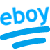 The word eboy written in a blue pixelated font.