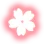 A stylized five-petaled white cherry blossom flower centered on a soft pink circular background.