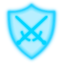 A glowing blue shield icon representing security and moderation.