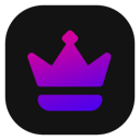 A stylized crown icon featuring a smooth purple to pink gradient on a black background.