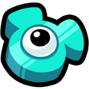 A stylized cyan creature with a single large eye staring directly forward.