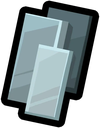 Three overlapping metallic gray rectangular plates arranged in a stack.
