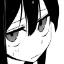 Anime girl with a deadpan, judgmental expression and heavy eyelids.