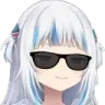 Gawr Gura wearing black sunglasses with a confident expression.