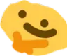 Yellow face with a smug expression resting its chin on a hand in a thinking gesture.