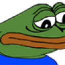 Pepe the Frog with a sad, drooping expression.