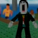 Roblox character with a wide open mouth expressing extreme shock.