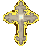 A golden-glowing pixel art cross with a light center.