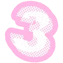Number three in a white pixelated font with a thick pink halftone outline.