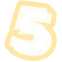 Number five in a bold, stylized white font on a yellow background.