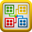Ludo board game layout with red, green, blue, and yellow quadrants pointing to the center.