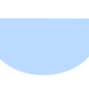 Semicircle shape colored in light blue on a black background.