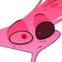 Angel Dust from Hazbin Hotel with a tired, unimpressed expression.