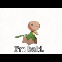 Budew from Pokemon with a bald head and the text I'm bald underneath.