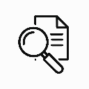 Magnifying glass hovering over a document icon.