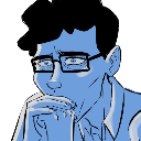 A man with glasses resting his chin on his hand with a worried and pensive expression.