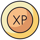 XP badge icon with bold text inside a circular frame.