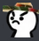 A simple white cartoon character with an angry expression wearing a hat.
