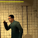 Gordon Freeman holding a cup and taking a sip of his drink.