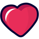 Red heart symbol with a white highlight.