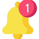 Yellow bell icon with a red circle containing the number one.