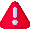 Red triangle with a white exclamation mark in the center.