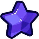 A glossy purple star with a slight 3D effect and highlights.