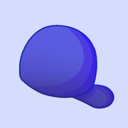 A simple blue rounded blob shape with a small protrusion on the bottom right.