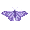 A small purple butterfly with sparkling wings in a pixel art style.