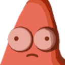 Patrick Star with wide, blank eyes and a small, straight mouth looking confused.