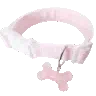 A blushing anime character wearing a large pink bow on their head.
