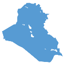 Iraq map silhouette in blue against a black background.