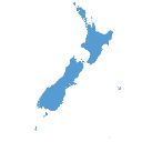 New Zealand map rendered in blue pixel art against a black background.