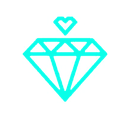 Diamond icon rendered in a bright cyan pixel art style.
