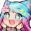Anime girl with pastel hair and cat ears has sparkling star-shaped eyes and a wide, happy smile.